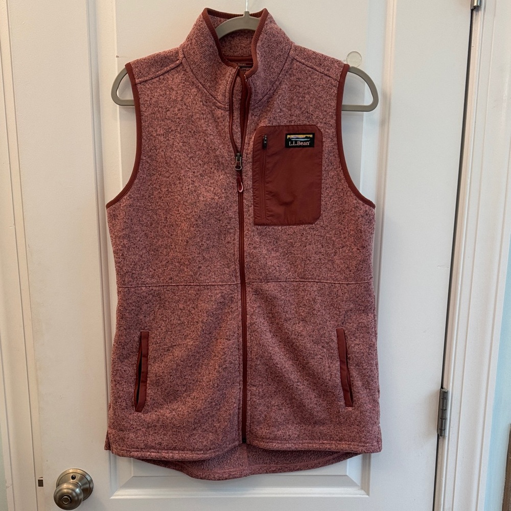 Women's L.L.Bean Sweater Fleece Long Vest. Pink. Size M.